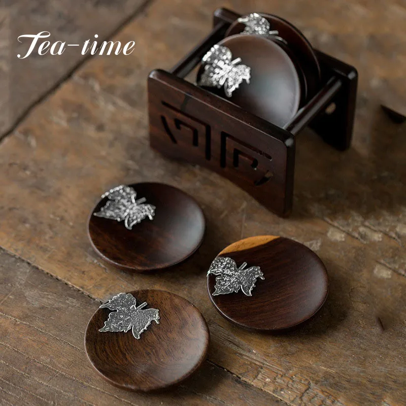 

Ebony Tea Coaster Holder Set Japanese-style Tea Tasting Heat Insulation Pad Tea Holder Set Rack Tea Set Tea Ceremony Accessories