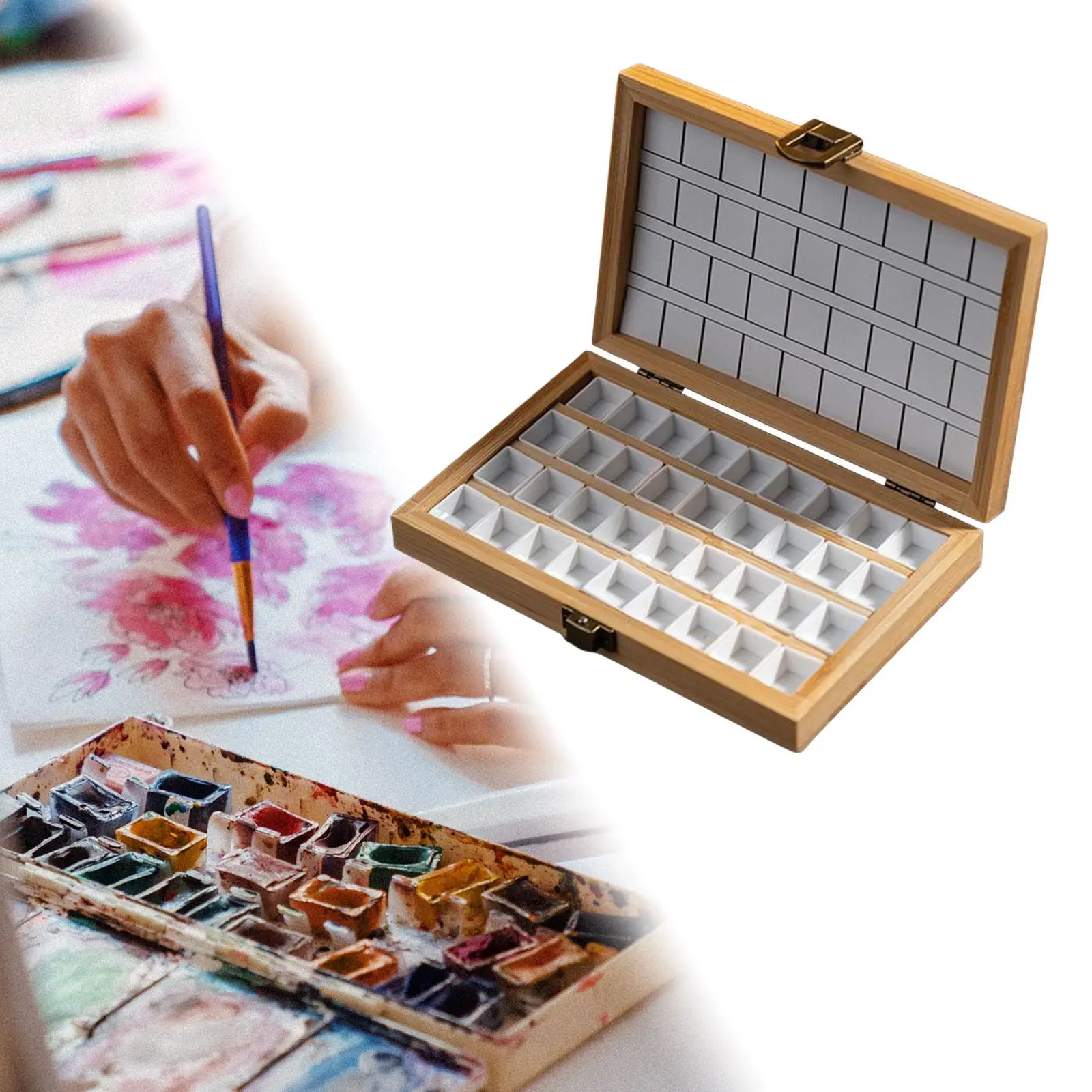 Empty Watercolor Palette Box Wooden Paint Box Watercolor Paint Palette Box