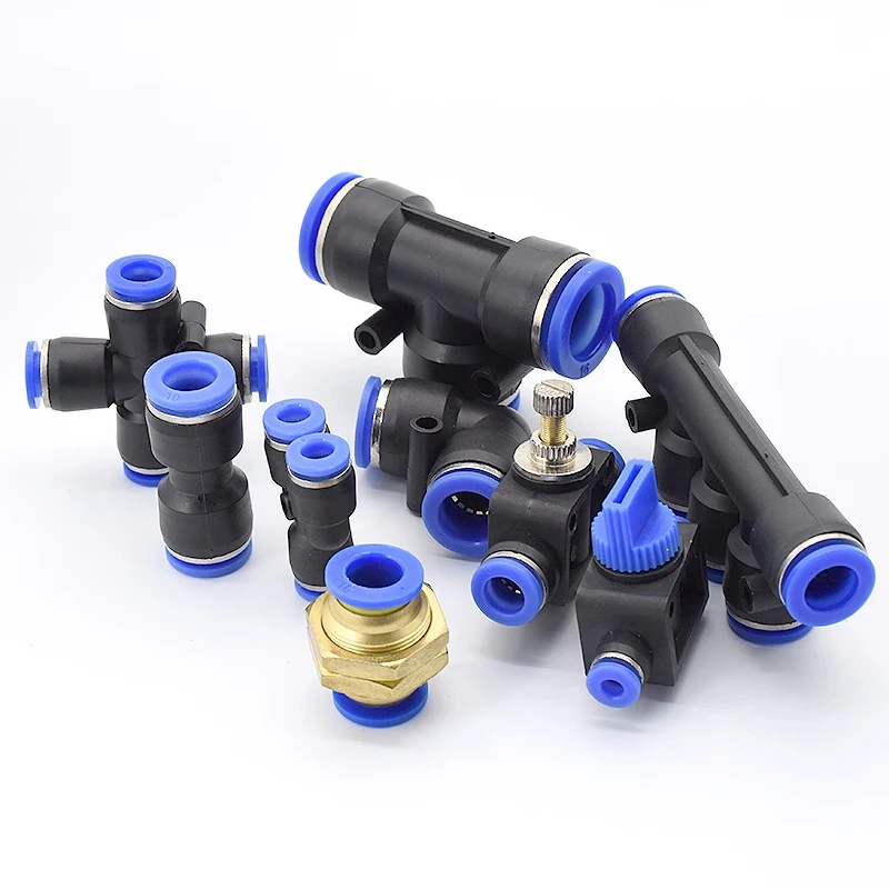 Pneumatic Fitting Pipe Connector Tube Air Quick Fittings Water Push In Hose Plastic 4mm 6mm 8mm 10mm 12mm 14mm PU PE PY PK SA