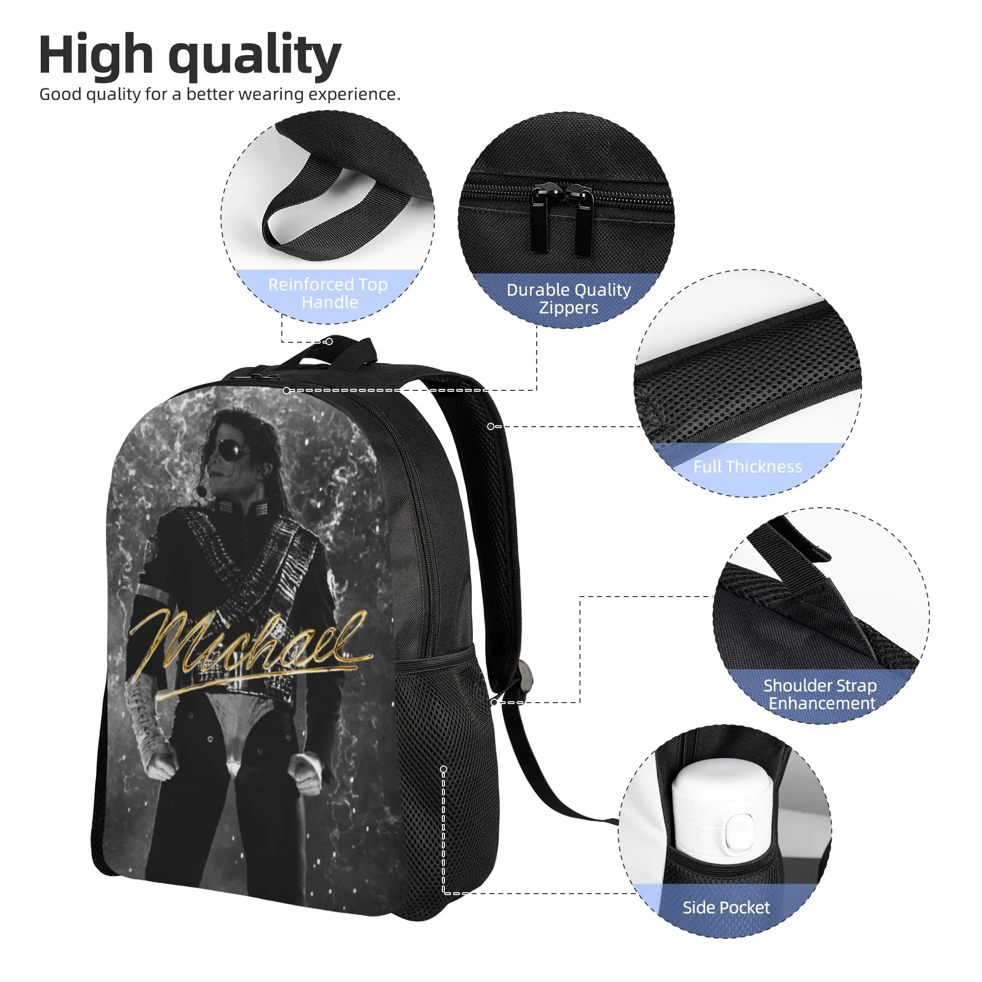 Michaels Jacksons MJ Classical Backpack Outdoor High School Work  Daypack for Men Women Laptop Computer Canvas Bags
