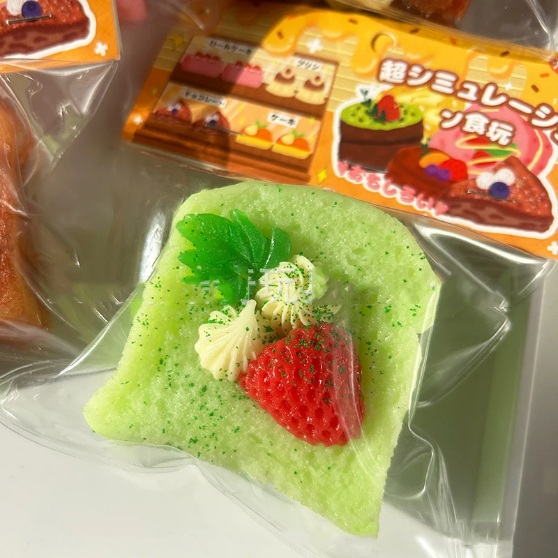 Exquise Replica Dubbellaags Aardbei Toast Cake Fruit Brood Cake Matcha Chocolade Dessert Meisje Cadeau Toast Squishy Kids Speelgoed