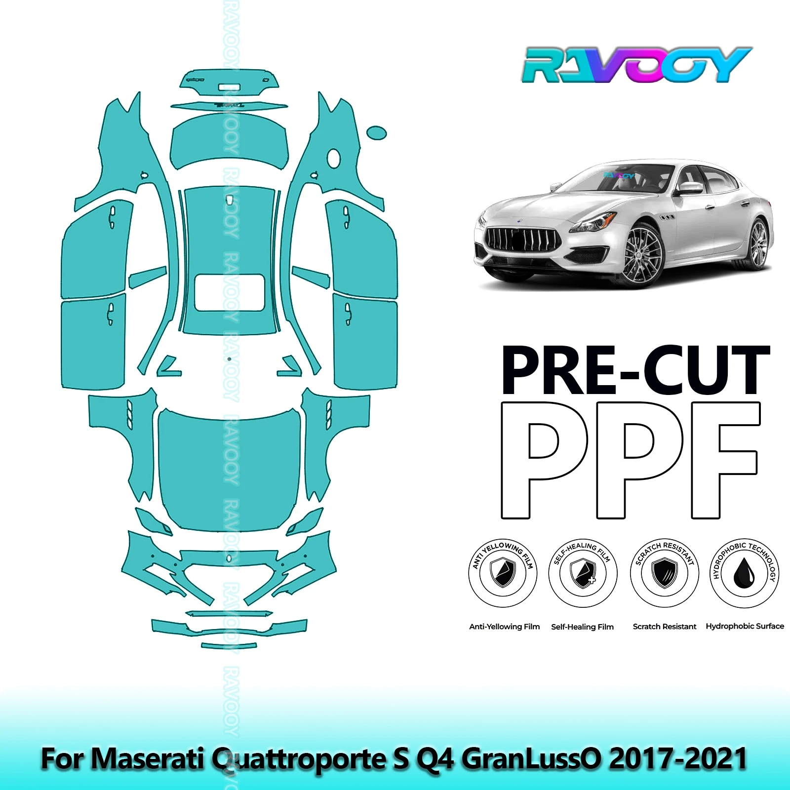 

8.5Mil Precut PPF Paint Protection Film Full Vehicle For Maserati Quattroporte S Q4 GranLussO 2017-2021