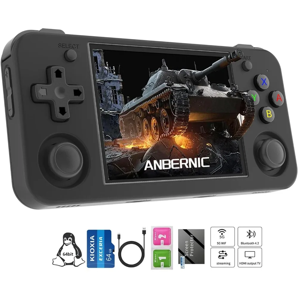 

Retro Handheld Game Console RG35XX H 3.5 Inch IPS Screen Linux System 64GB TF Card 3300mAh Battery Portable Gaming