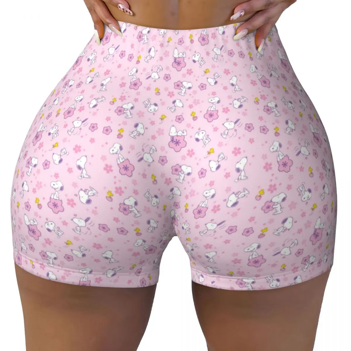 

Custom Women Snoopy Woodsto Workout Yoga Shorts Cartoon Comic Dog Athletic Gym Running Volleyball Shorts