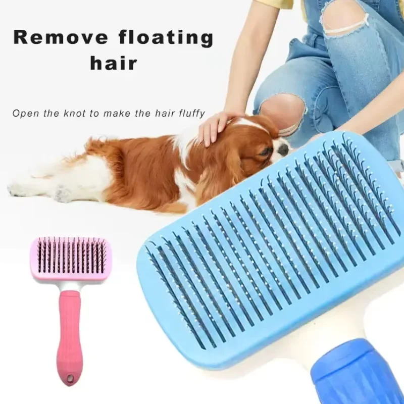 New Pet Massage Comb Hair Combing Brush One Click Easy Removal of Cat And Dog Shedding Bottom Hair for Grooming