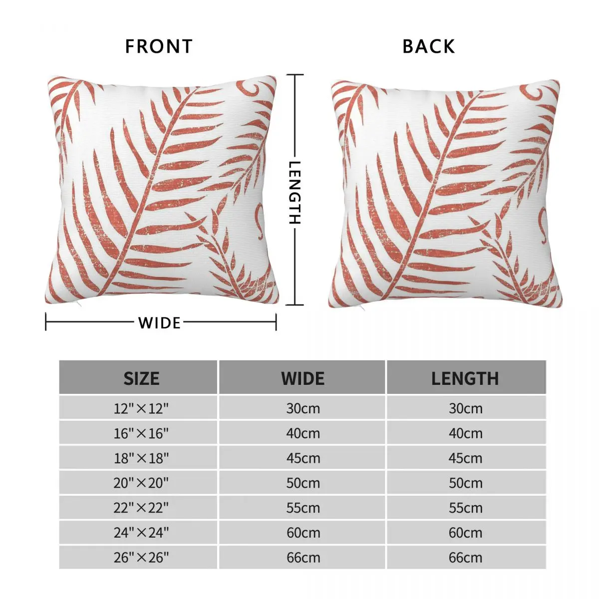 Terracotta Leaves Tropical Square Pillowcase Polyester Linen Velvet Creative Zip Decorative Pillow Case Home Cushion Cover