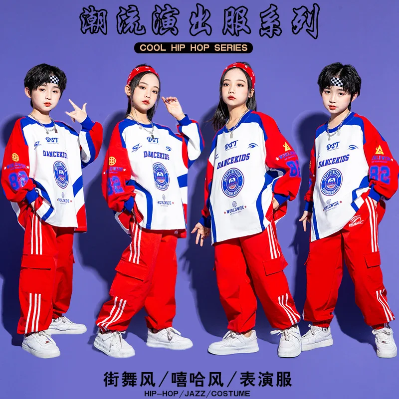 Abiti da ballo hip-hop per bambini Ragazzi Belli ragazze Costumi di danza jazz Pantaloni lunghi a maniche lunghe