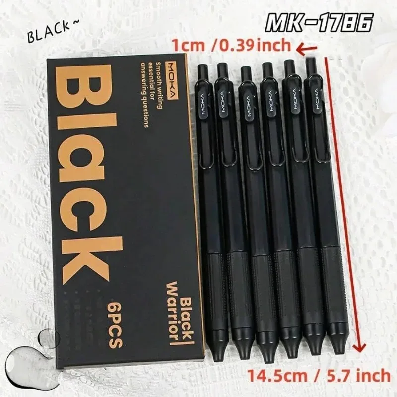 6PCS Retractable Gel Ink Pen Set Smooth Writing 0.5mm Fine Point Stainproof Quick-Drying Ink Gel Pens Portable ST Pen Gifts