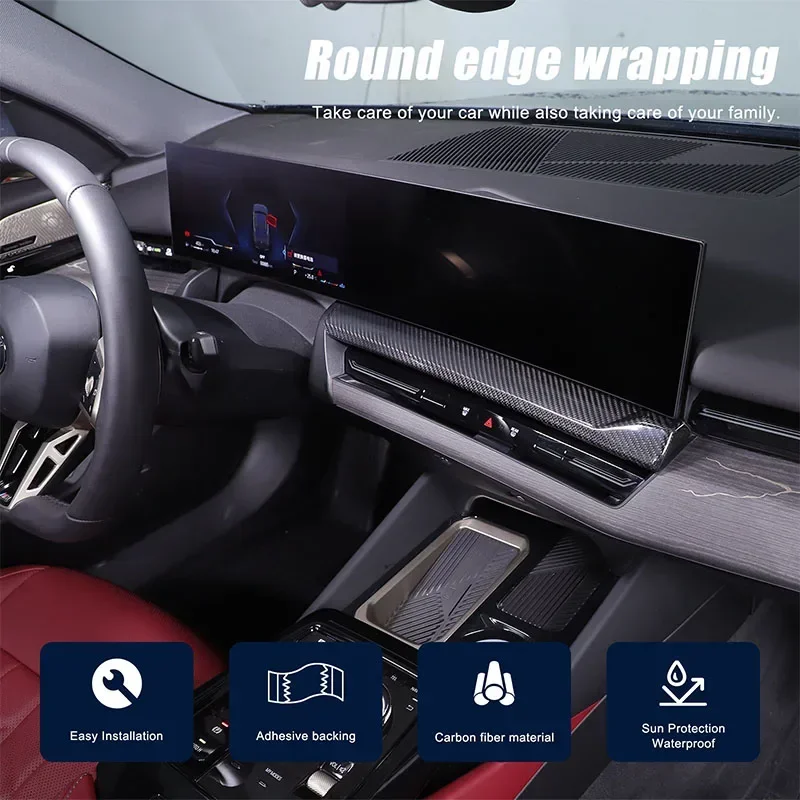 

For BMW 5 Series 2024+ G60 Real Carbon Fiber Car Center Control Navigation Screen Lower Panel Decorative Cover Accessories