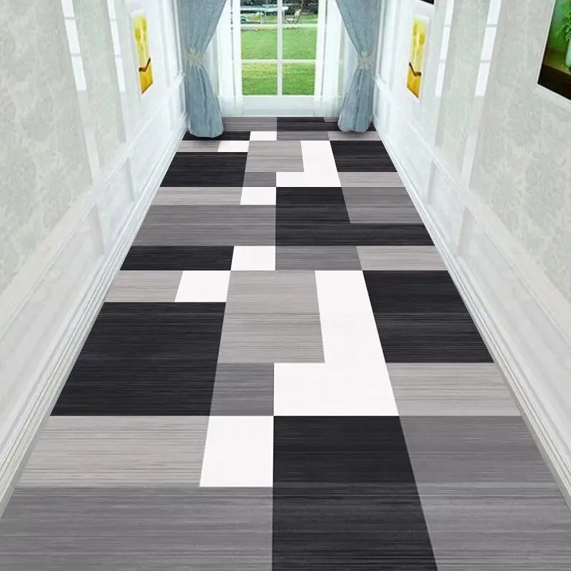 Multi Colored Splicing Blocks Stairway Washable Rug Easy Clean Lint-free Geometric Runner Carpet Home Decoration Luxury Soft Mat