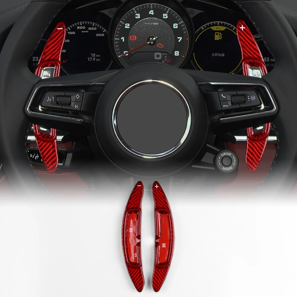 Car Steering Wheel Shift Paddles Shifter Carbon Fiber Gear Plate For Porsche Taycan Panamera Macan 911 992 Interior Trim
