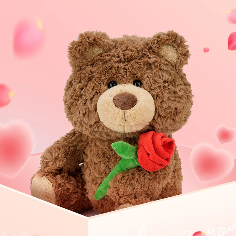 Cute cute rose bear plush toy cute teddy bear doll accompanying gift children's stuffed holiday gift Kawaii room ornament