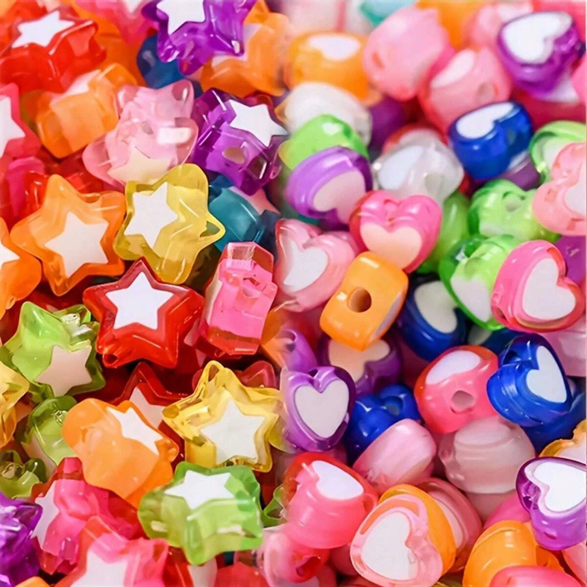 288pcs/144pcs 8-9mm Acrylic Heart+Pentagram Hybrid, Used for Fashionable Matching and Production of DIY Beads