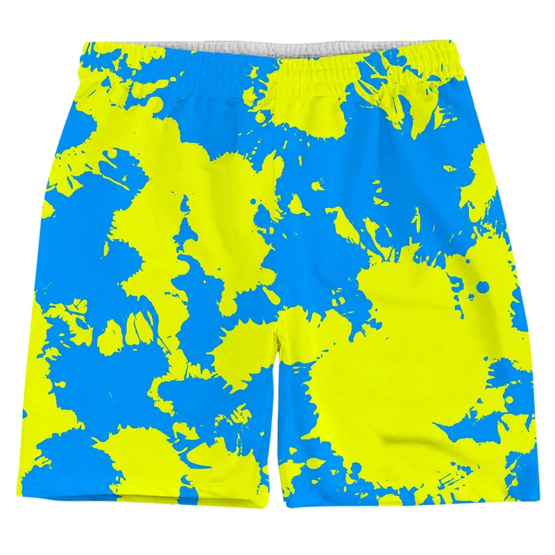 Fashion Pigment 3D Print Pattern Colorful y2k Shorts Men's Outdoor Harajuku Sports Fitness Quick-drying Beach Pants Male Shorts