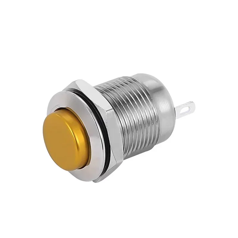 12mm Metal Button Switch Waterproof 1NO High Head Momentary Suitable for Doorbells Car Start Horns Computer Automatic Reset