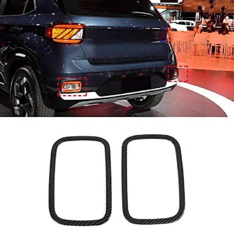 Car Rear Fog Lamp Light Decoration Cover Trim Carbon Fiber Style For Hyundai Venue 2019-2020 Accessories