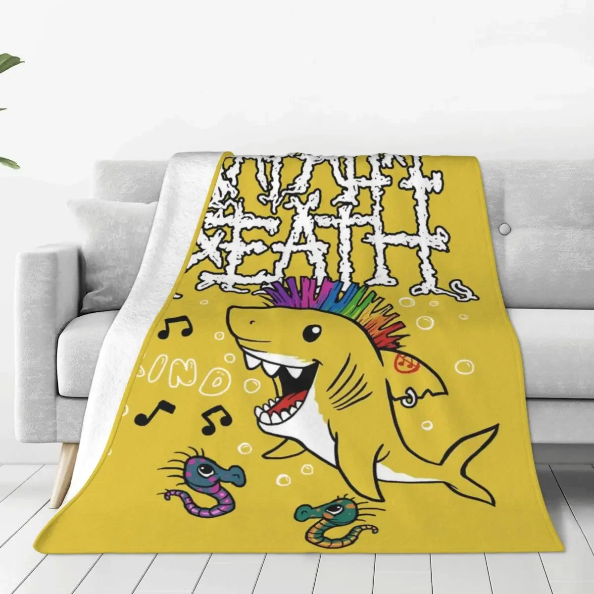 Comfort Napalm Death Punk Shark Blanket Stuff Room Decorative Grindcore Band Throw Blanket Warm Coral Fleece Plush for Bedroom