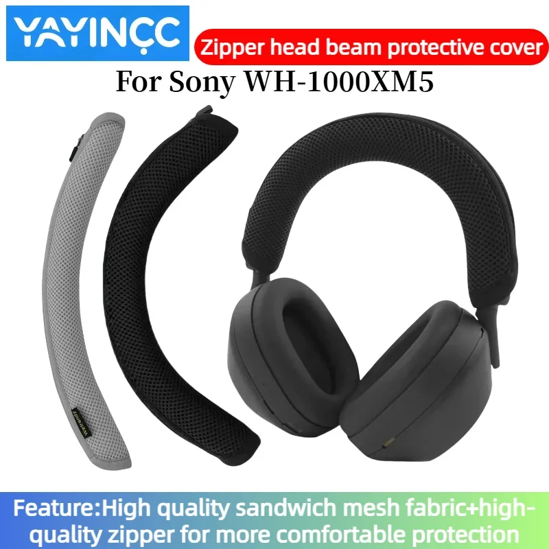 YAYINCC: funda protectora de alta calidad para la diadema de los auriculares Sony WH-1000XM5, con cremallera y tejido de punto.