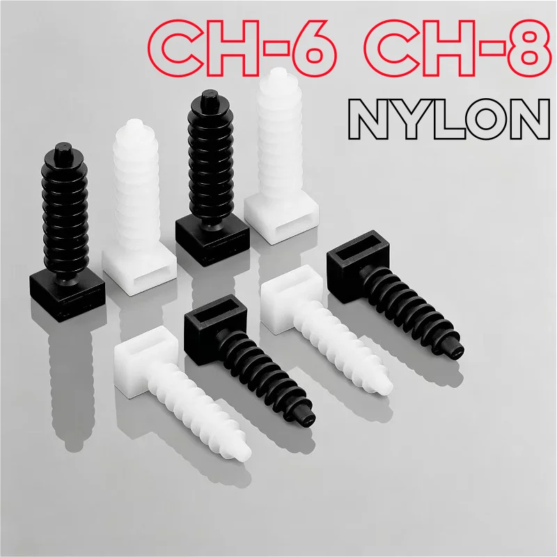 White Black CH-6 CH-8 Nylon Cable Tie Holder Zip Tie Mount Push-in Rivet Inserting Fixed Seat Hose Support Electric Wire Holder