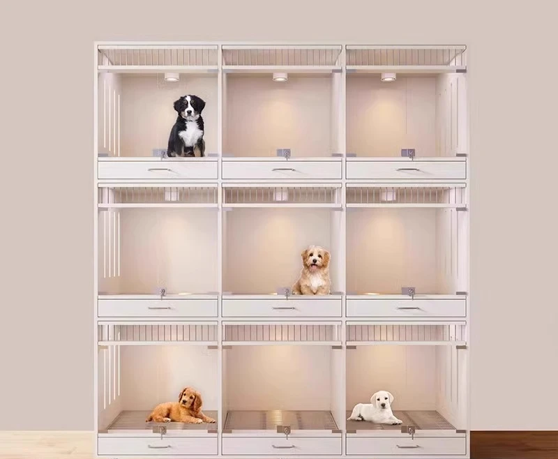

Pet cabinet custom pet dog foster cage solid wood, cage villa display cabinet pet store dog cabinet display foster care