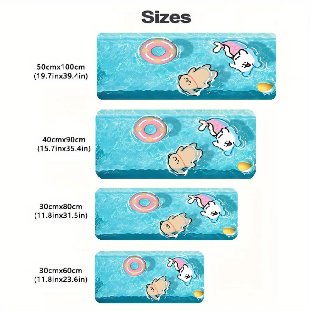 Minimalist Kawaii Dog Large Desk Mat, Aesthetic Summer Swimming Non-Slip Mouse Pad, Cute Desk Blotter for Home Office