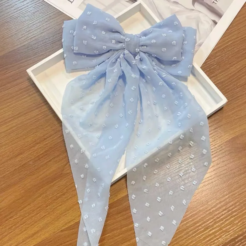 1 Chiffon bubble streamer hair clip Super Fairy Chiffon bow headpiece Large hair clip spring clip