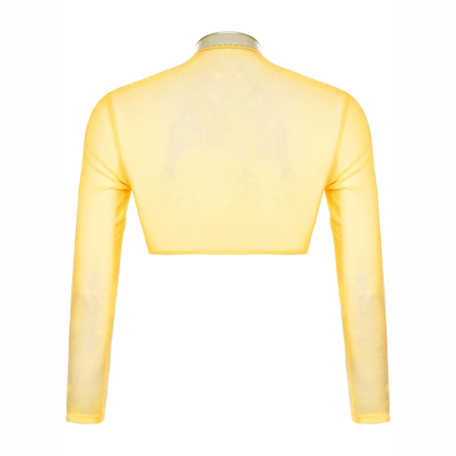 Men Crew Neck Long Sleeves Front Zipper Half Tops Breathable See Through Mesh Slim Fit Tops Shiny Metallic Glitter Top Club Wear