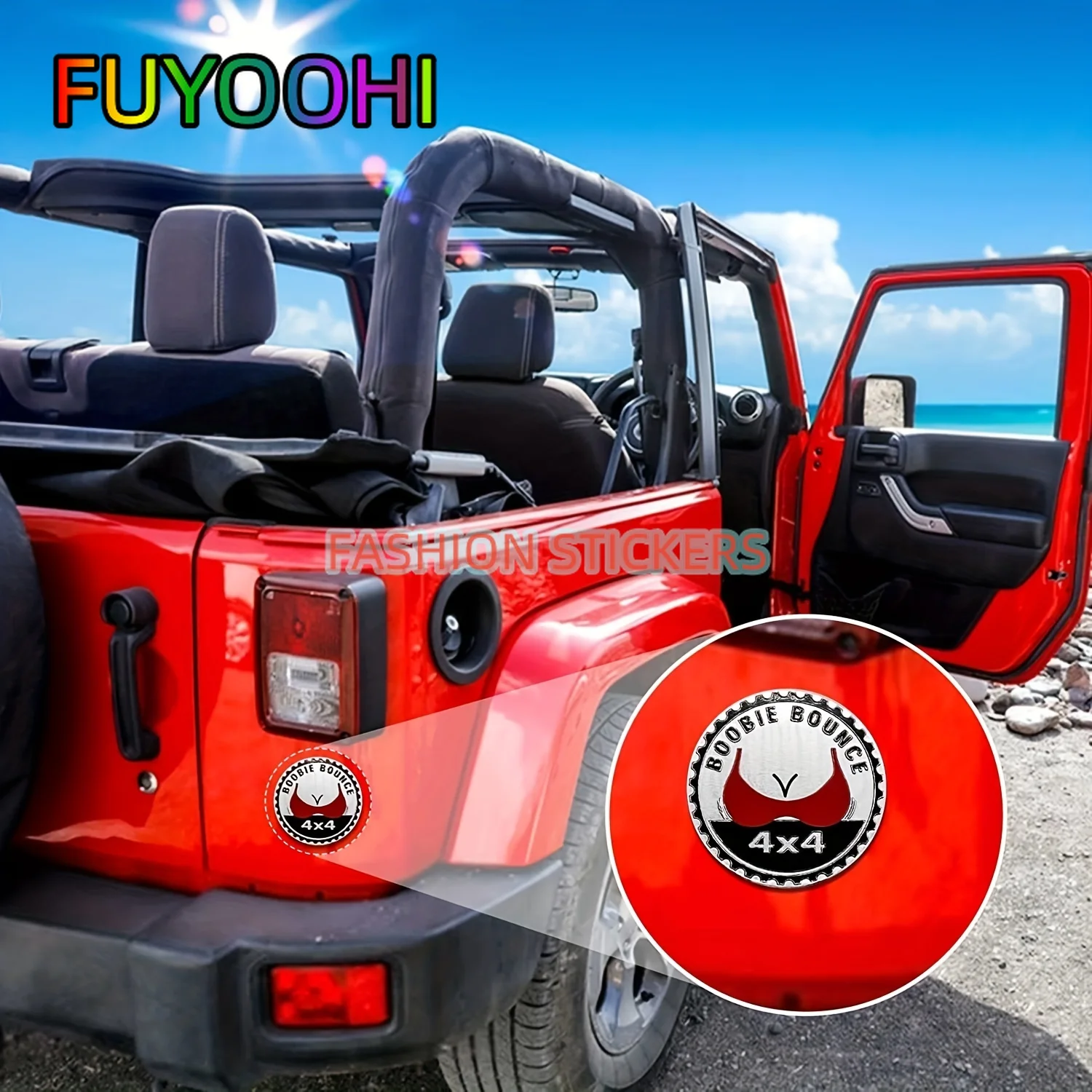 FUYOOHI Decals Booble Bounce Badge Rated 4 X 4 3D Car Badge Round Sticker Truck