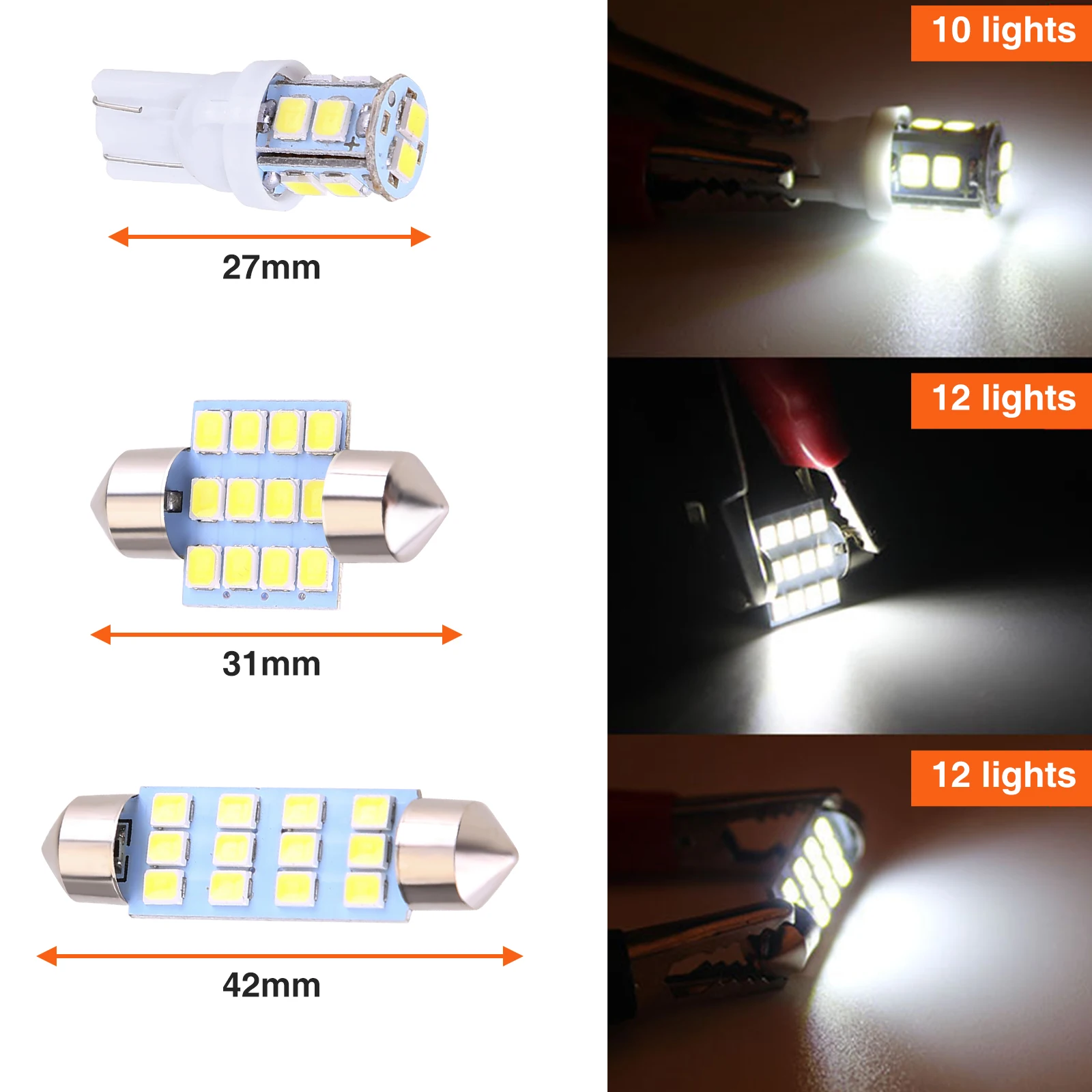 2026 New 20 PCS Car LED Light Bulb 6500K Interior Dome Trunk  Compartment Door Instrument Lights License Plate Lamps Durable Auto Modification Combination Bulb Accessories