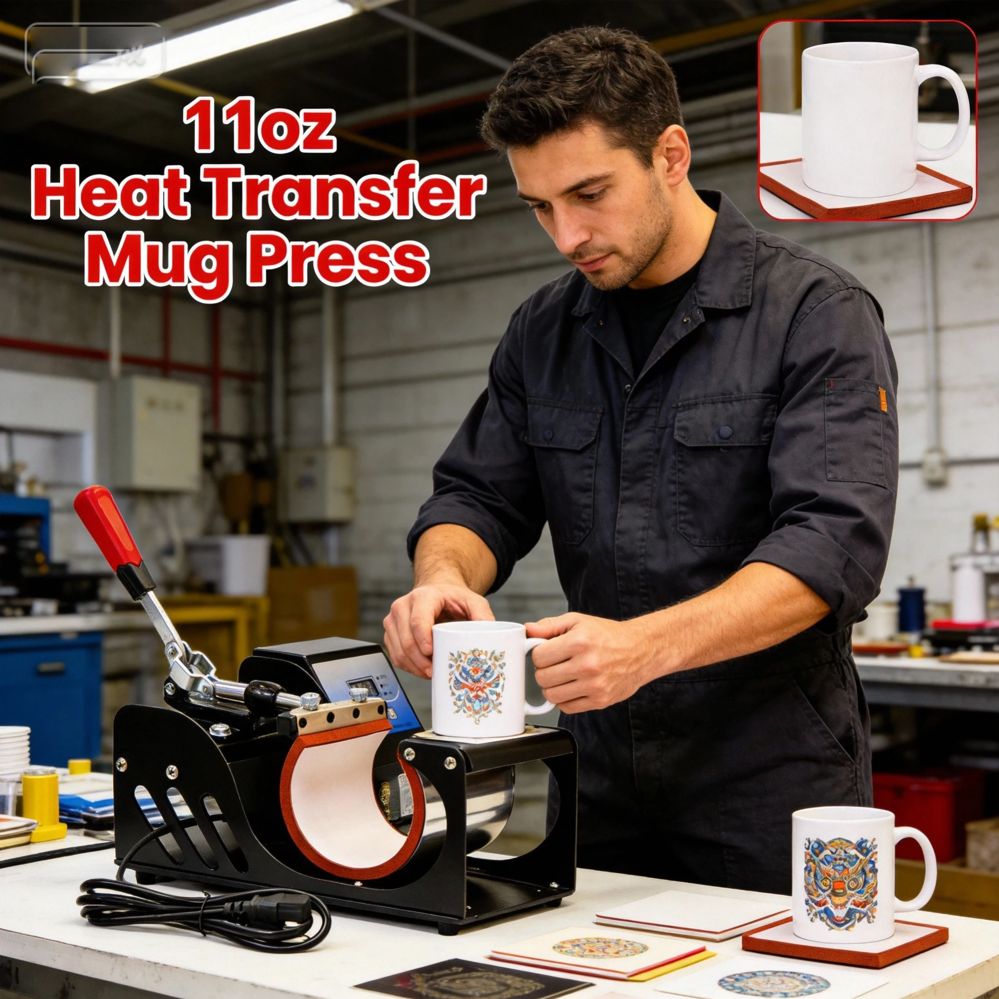 

Электрический термопресс ST-220 для быстрой доставки, многофункциональный, для печати на мини-кружках, ручное управление