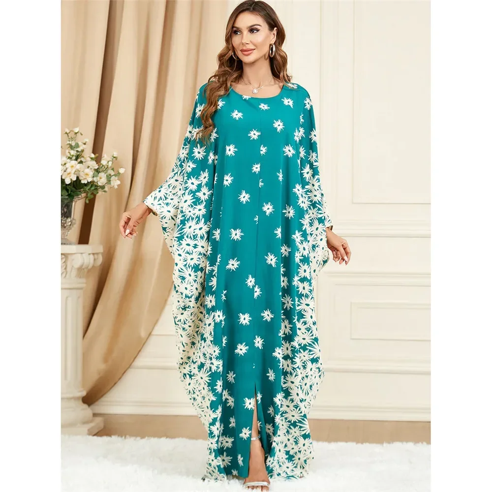 

Morocco Kaftan Dubai Abaya Eid Mubarak Djellaba Women Batwing Sleeve Maxi Dress Muslim Loose Party Gown Arabic Robe Islam Abayas