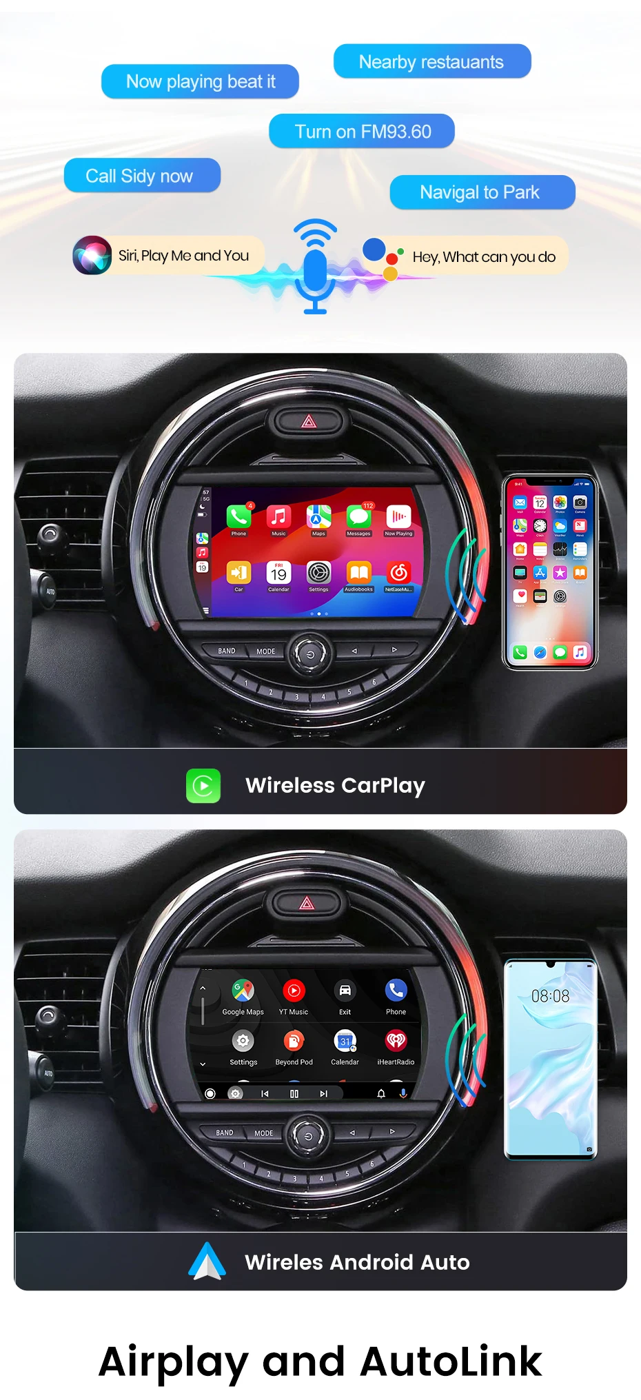 Junsun Wireless CarPlay Android Auto für BMW Mini R55 R56 R57 R58 R59 R60 R61 F54 F55 F56 F57 Cooper Airplay Mirror Link Modul – Detail 3