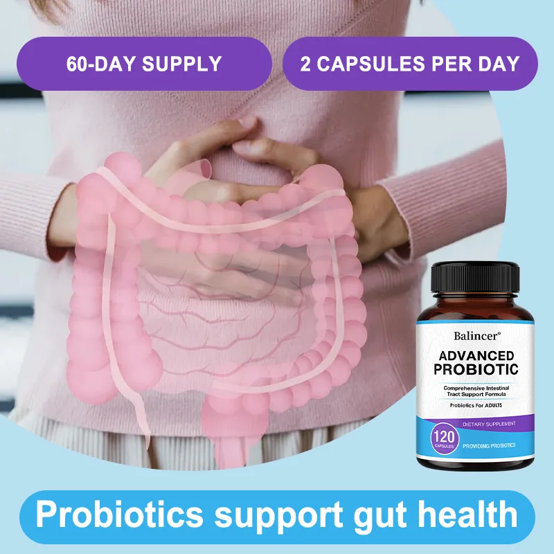 Capsule di probiotici avanzati: buono per la salute intestinale, allevia il gonfiore, migliora l'umore e il relax