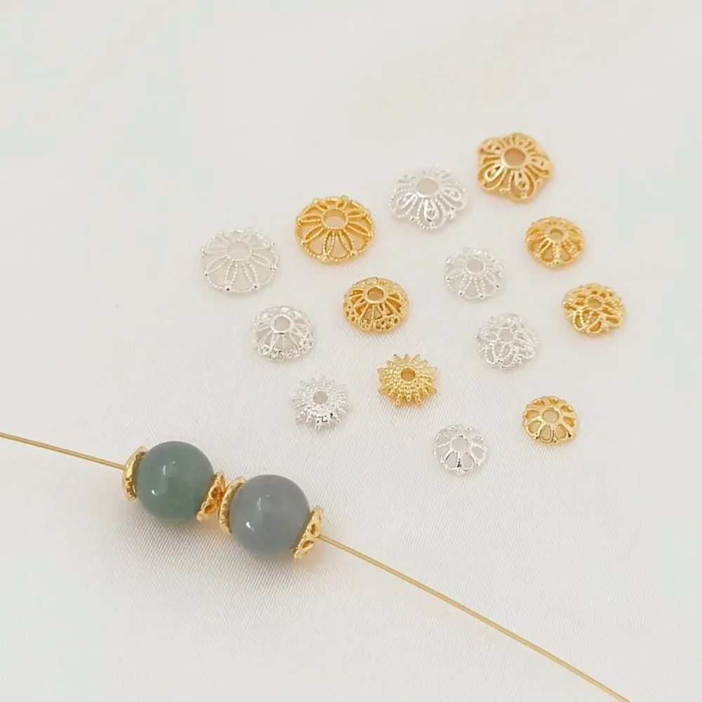 Silver 18K Gold-encrusted Hollowed-out Flower Stand 6/8mm Lace Bead Stand, DIY Handmade Bracelet, Necklace and Accessory