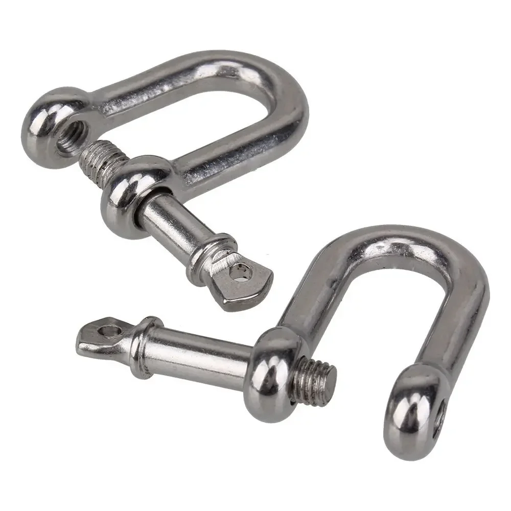 M6 D Type Shackle Short Paragraph Rigging 304 Stainless Steel 1/4 inch Shackle Hooks boat rigging hardware Pack of 10