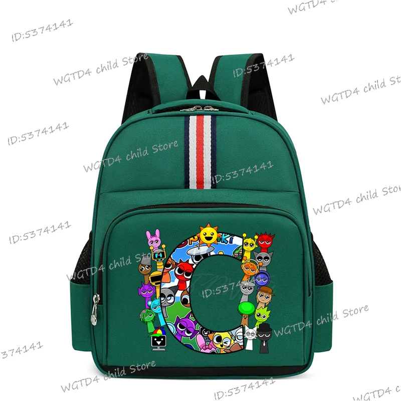 Sprunki 알파벳 A-Z 배낭 유치원 소년 소녀 Sprunki Incredibox 게임 애호가 선물 지퍼 Bookbag 방수 가방
