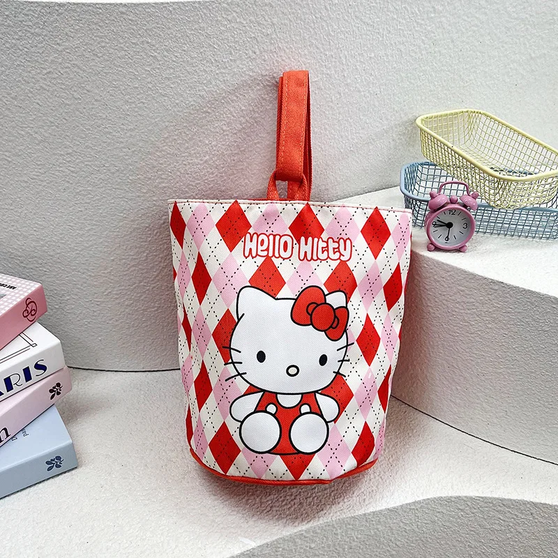 Borsa in tela Sanrio borsa a secchiello di grande capacità Hello Kitty Kuromi Melody Cinnamoroll borse a secchiello per cartoni animati borsa per