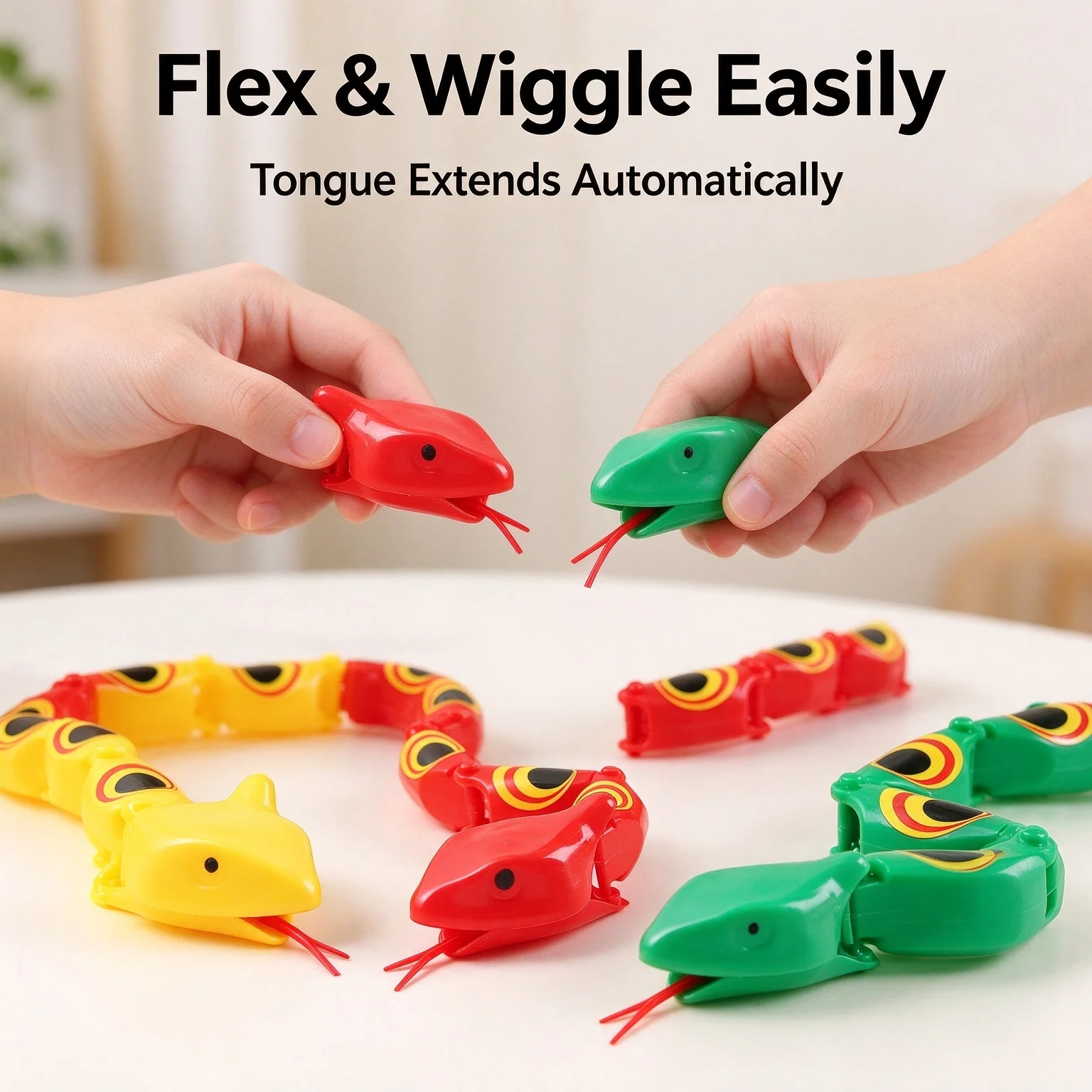 Articulated Wiggly Snake Toy, Movable Joint Plastic Prank Toy, Flexible Swing Design for Party Trick & Novelty Decor