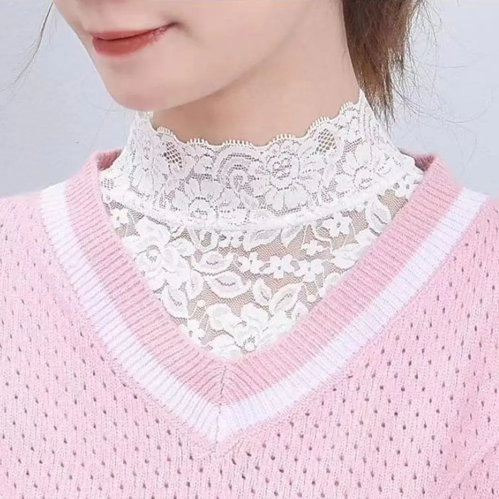 Fake Collar White Black Lace Floral Women Detachable False Collar Blouse Shirt Removable Collar Tie Sweater Decoration