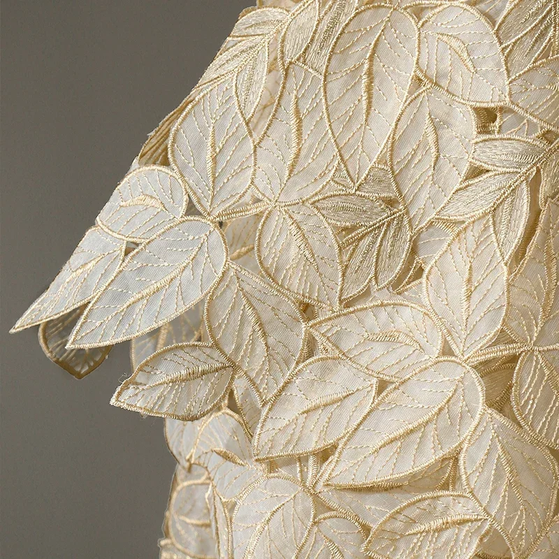 

Irregular Embroidery Leaf Mesh Fabric High-End Dress Wedding Dress Skirt Pants Clothing Designer Fabric Hollow Lace Cloth