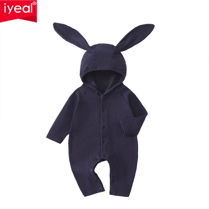

IYEAL весенне-осенний милый комбинезон с кроликом, комбинезон для маленьких мальчиков и девочек, теплый комбинезон из чистого хлопка с длинными рукавами для младенцев