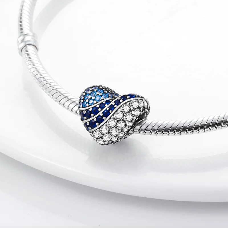 Charms Silver 925 Infinite Love Blue Heart-shaped Beads Fit Charms Plata 925 Original Bracelet Beads Women Jewellery Making Diy