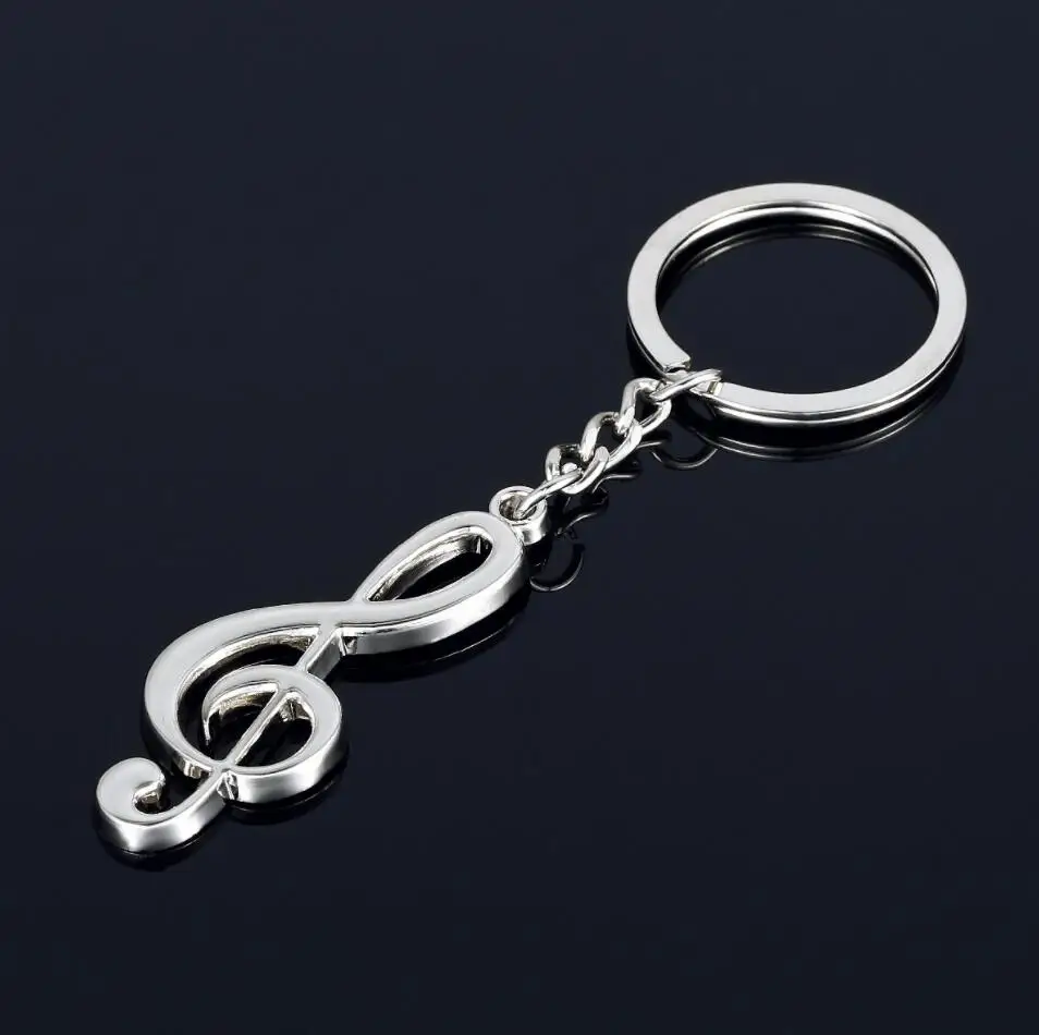 Hot Nw Metal Musical note Key chain Cool Luxury Car Key Ring Musical Bag pendant Keychains For Man Women Gift jewelry K1602