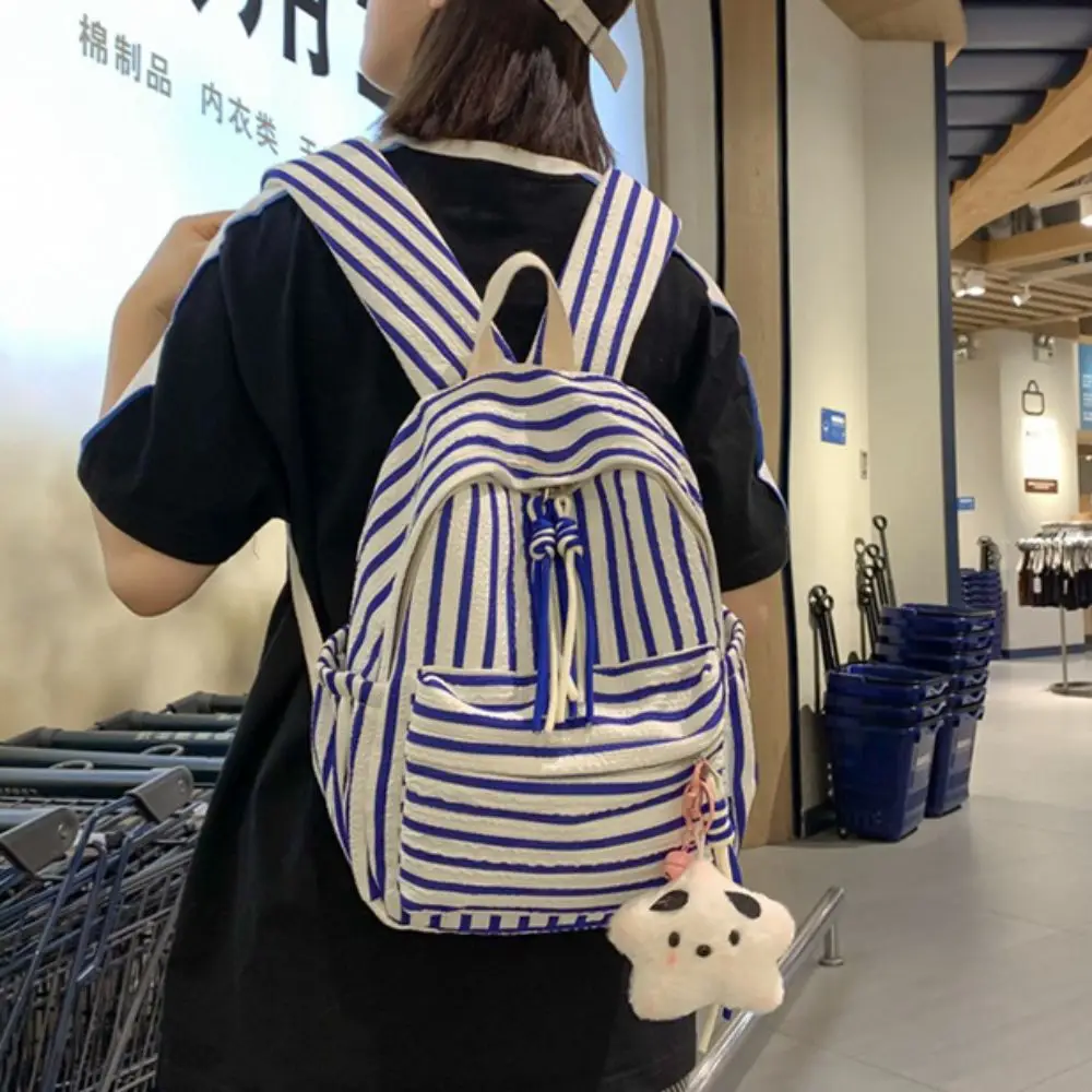 

Animal Cartoon Bear Stripe Backpack Graffiti Handbag Students Cartoon School Bag Nylon Zipper Teenagers Stripe Shoulder Bag