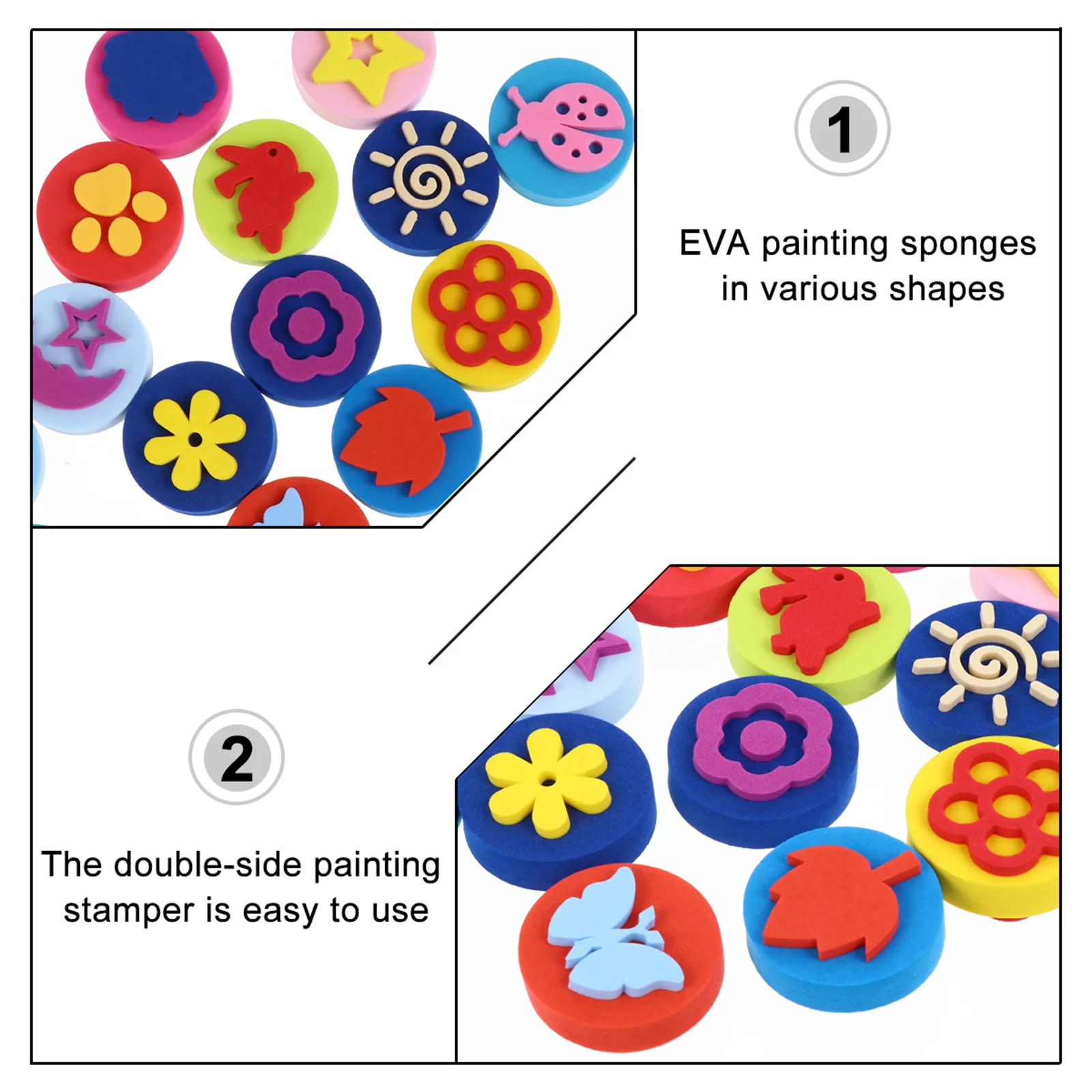 23 pçs eva graffiti selo crianças stamper pintura esponja escova pintura stamper tinta dupla face para crianças esponjas criança