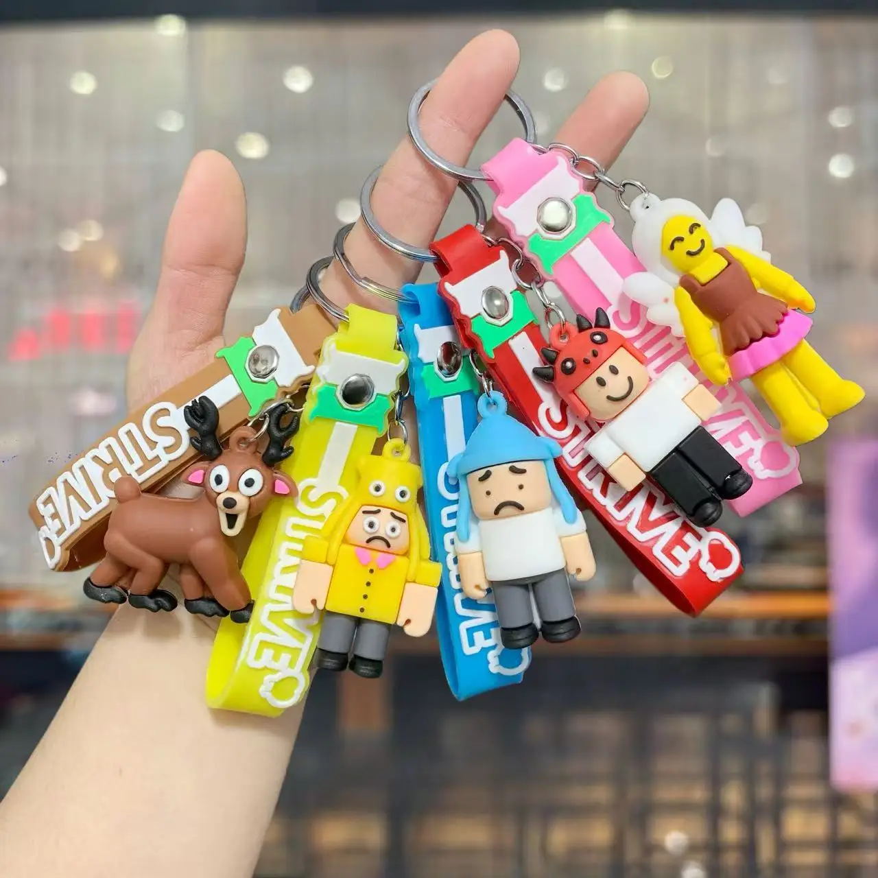 

1/5PCS New Anime for 99 Nights Dolls Keychain Pendant Toys Cartoon Diy Backpack Decor Kids Birthday Christmas Gifts