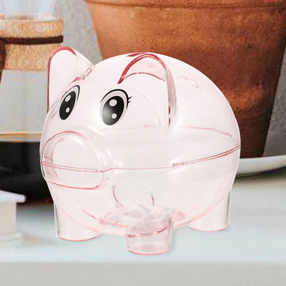 Hucha para niños de gran tamaño, monedero de plástico transparente rosa con forma de cerdo para ahorrar dinero, bonito decorativo de escritorio