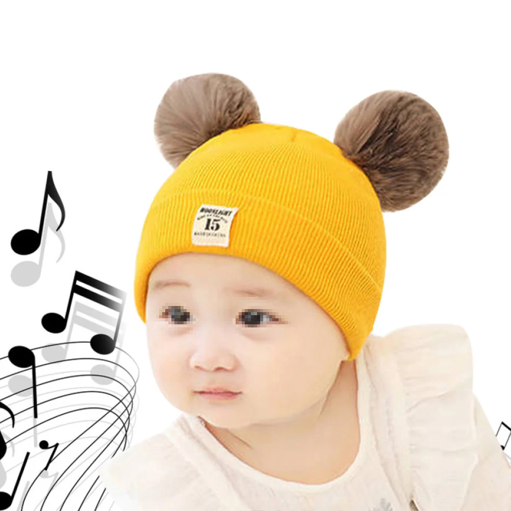 أطفال الخريف الشتاء الدب آذان الحياكة الصوف غطاء للأذنين قبعة الأصفر الطفل الكروشيه قبعة دافئة قبعة الاطفال قبعة قبعة صوف #5