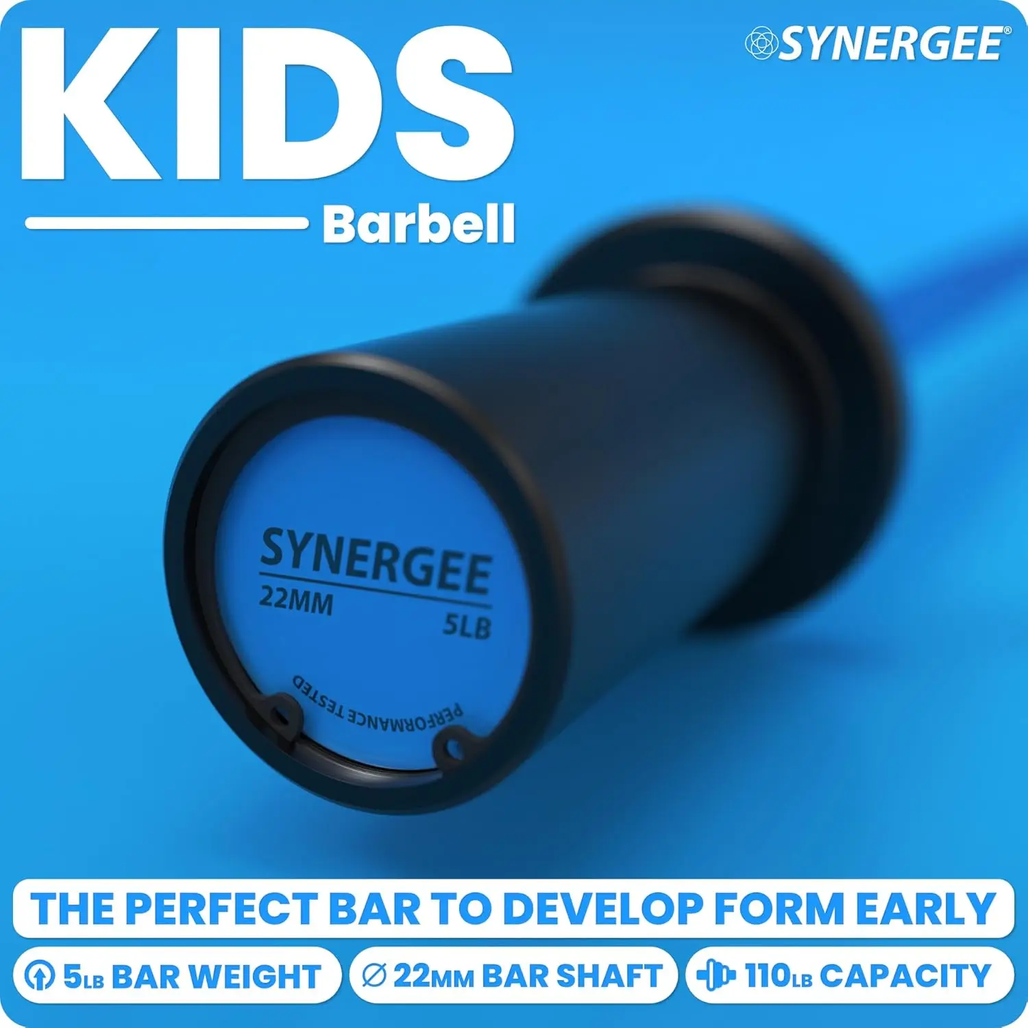 Youth Fitness: Steel 5lb Barbell for Boys and Girls, Available in Orange, Blue, or Pink, Beginner Training