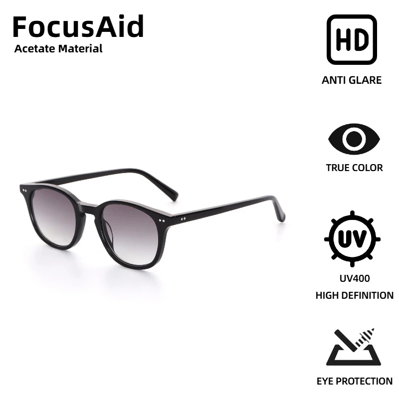 

FocusAid Retro Fashion Premium Acetate 90s Retro Oval Frame Sunglasses Unisex UV400 Protection Nylon Lenses Anti-Glare